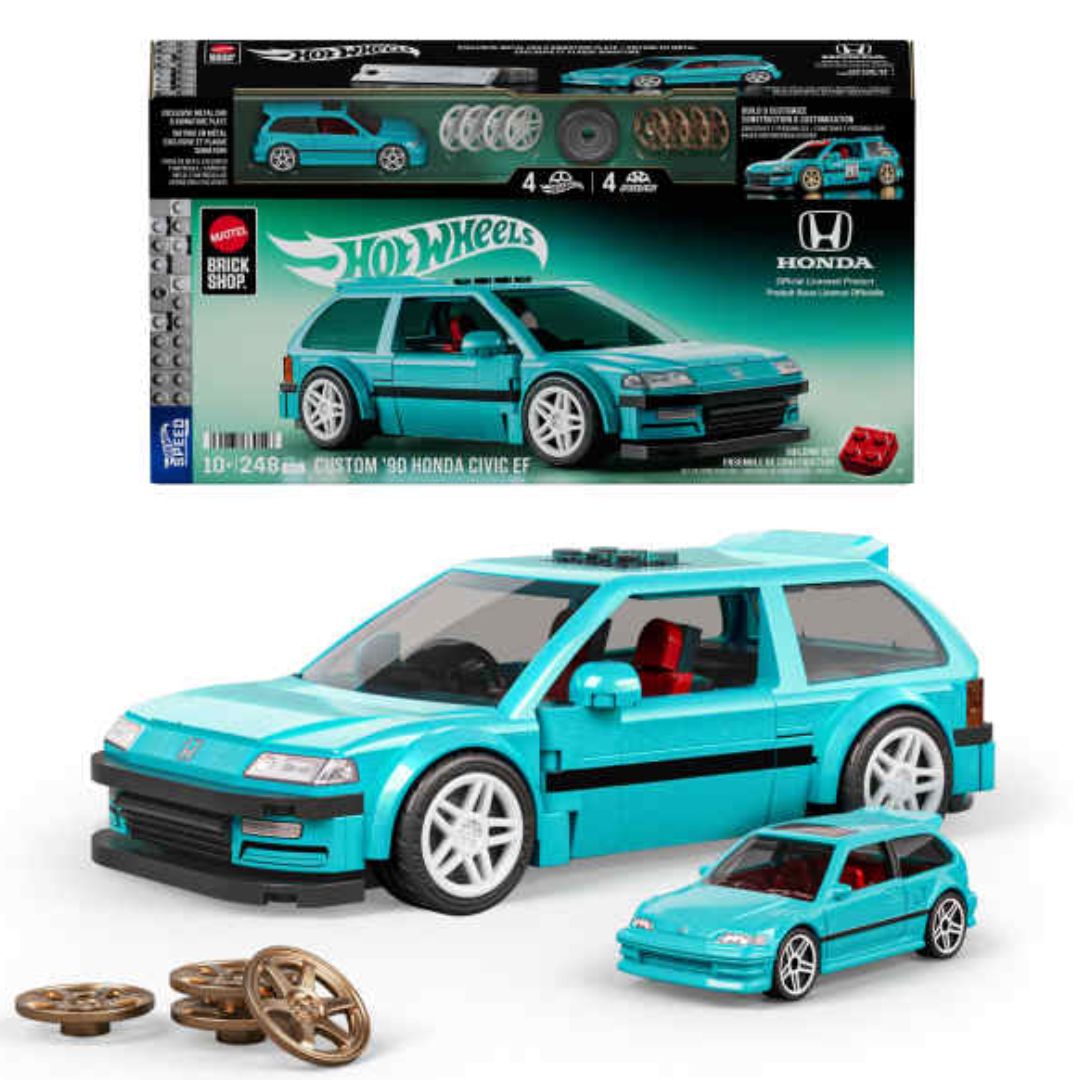 Колекційна машинка-конструктор "Honda Custom 90 Civic EF" серії "Speed" Mattel Brick Shop