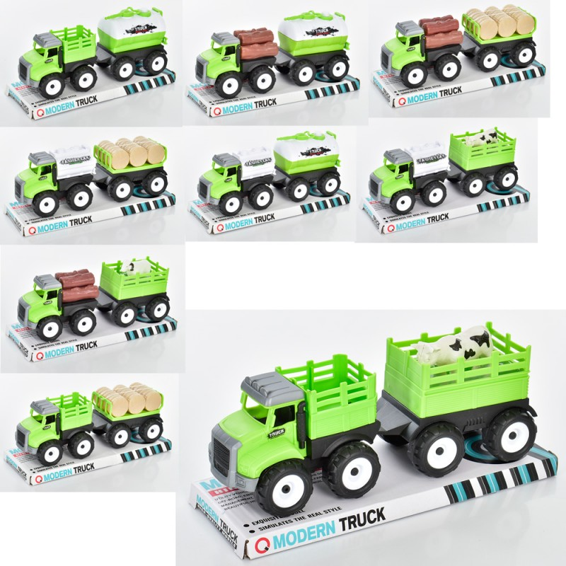 Будтехніка 9932-2-3-4 інерц., з причепом, 9 видів, кор., 25,5-12-9 см.