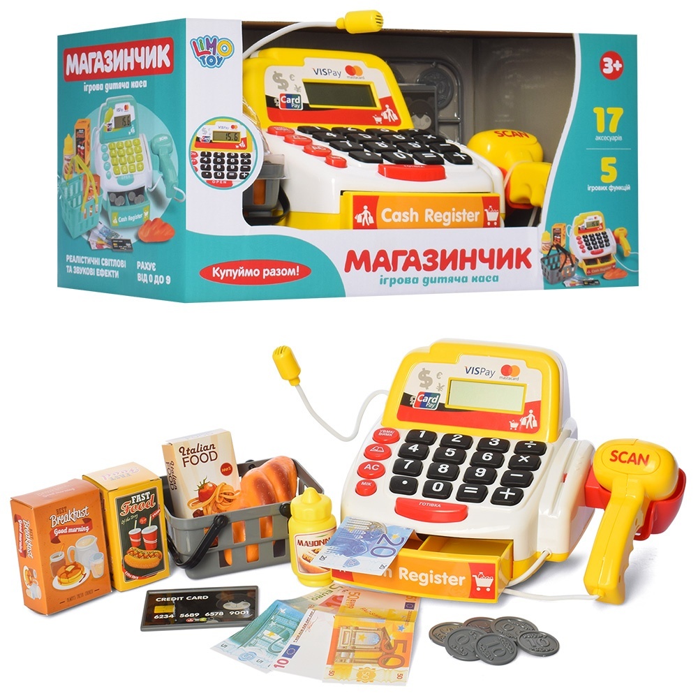 Касовий апарат M 4392 I UA мікрофон, калькул., сканер, продукти,муз.,світло,бат., кор.,34,5-18-18см.