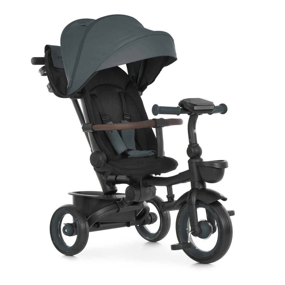 Велосипед MT 1038-1 Magnet Gray 3 колеса EVA, поворотн, складний, батьк. ручка, багажник,темно-сірий