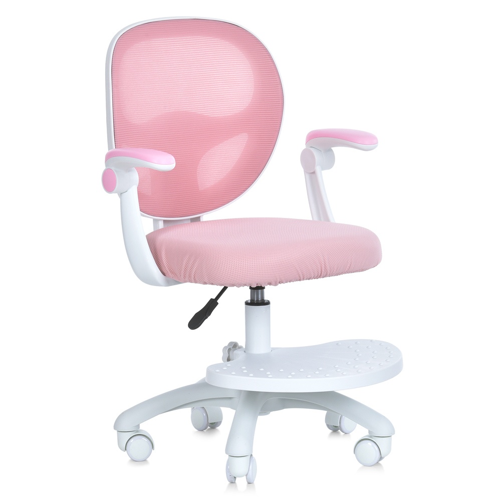 Дитяче крісло M 6056-8 з підлокіт. і підніж.,блок.коліс,м'яке сид.,спинка із сітки,регул.вис.,рожев.