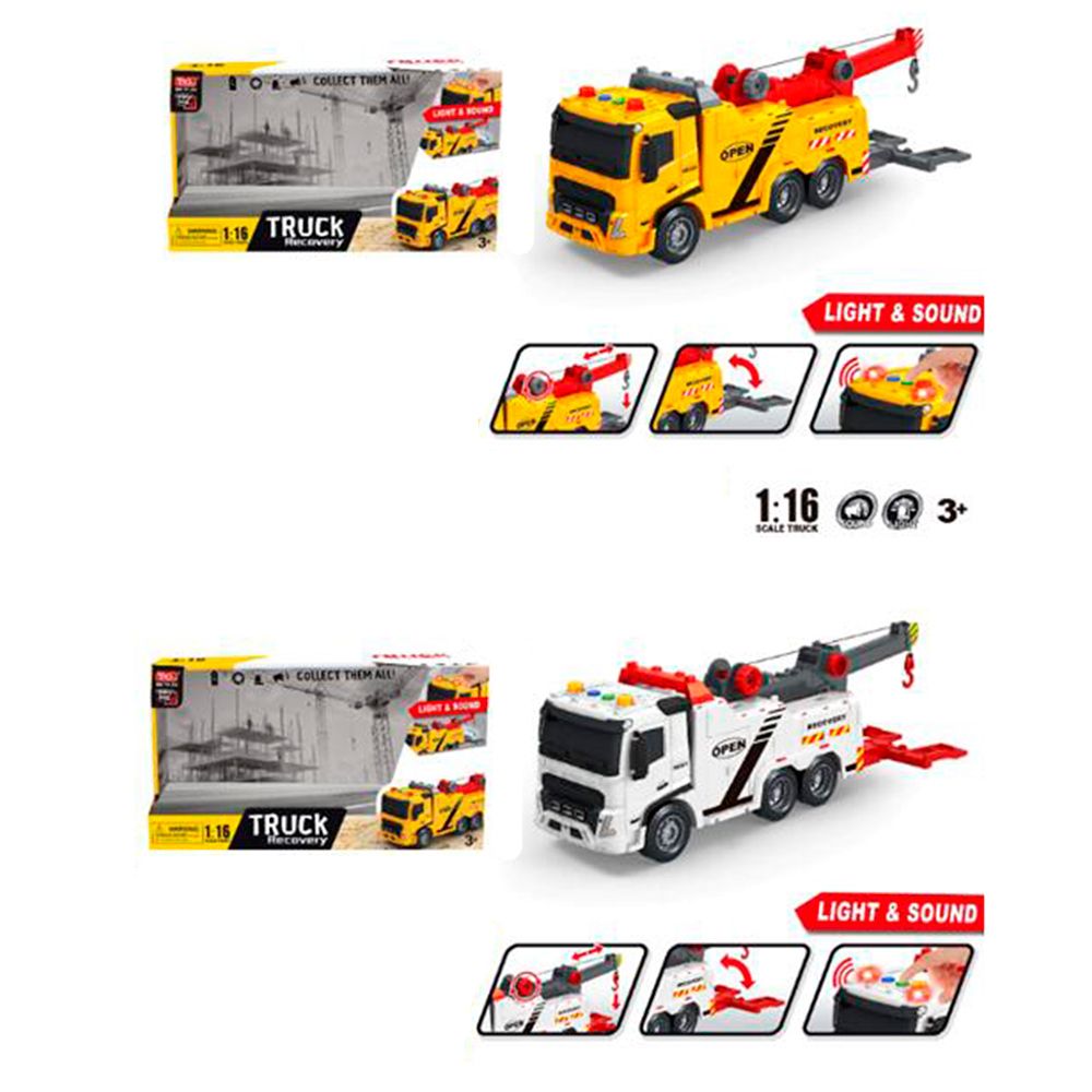 Евакуатор A1110-17-18  інерція,1:16,звук,світ,гум.колеса, рухл.дет,2 кольори.бат.кор.33-17,5-13см