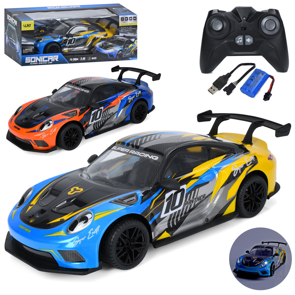 Машина UJ99-P802  радіо/к2,4G,акум, гоночна, 47,5см,1:8, муз,звук,світ.корпус не б'ється,гум.кол.USB