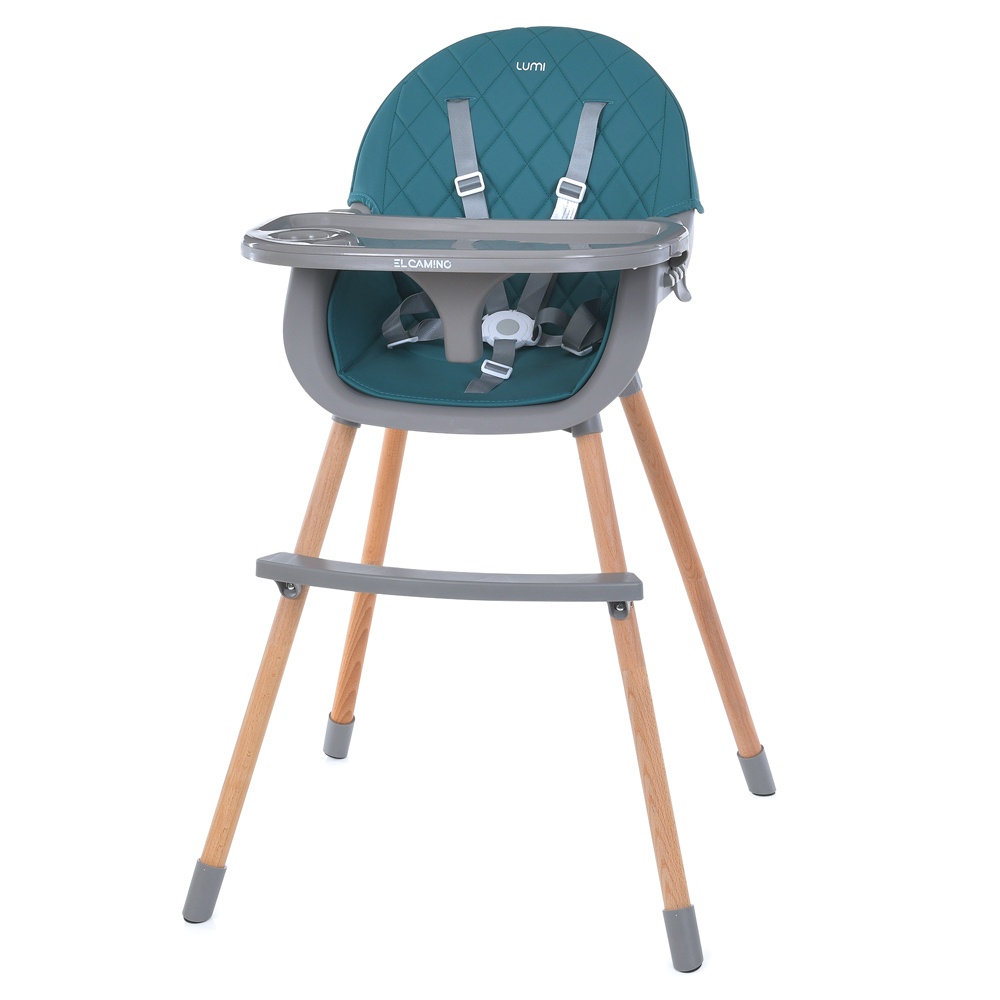 Стільчик ME 1111 LUMI Teal для годування, регул. висота( 2 положен.), 5-ти точ., екошкiра, бірюзовий