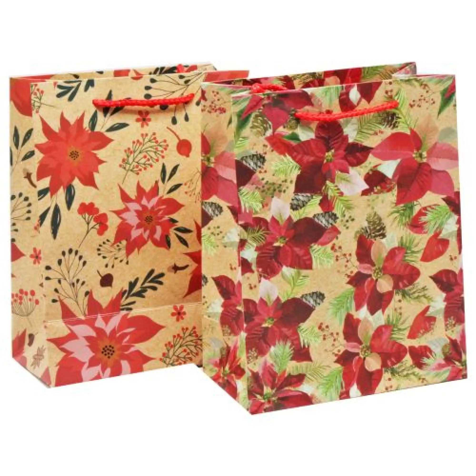 Пакет паперовий MEDIUM Poinsettia 17,8x9,8x22,9, 210gsm , асорті