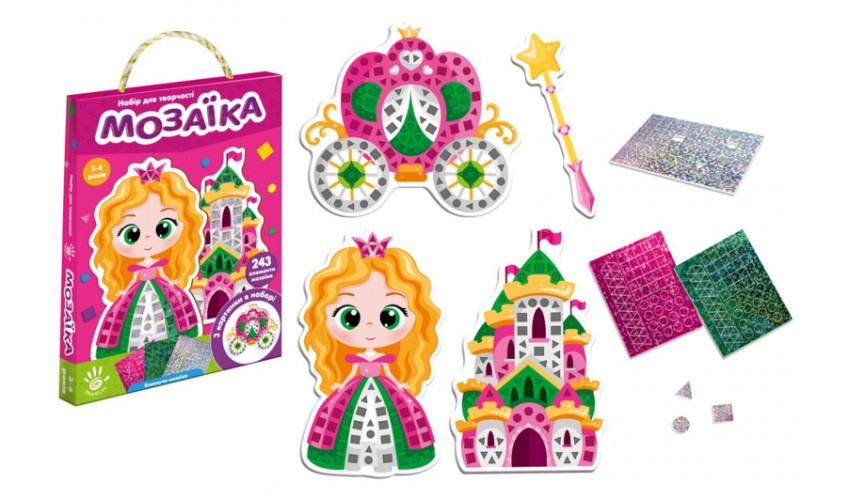 Набір для творчості "Блискуча  мозаїка.  Принцеса" VT4511-05 (укр) (38) "Vladi Toys"