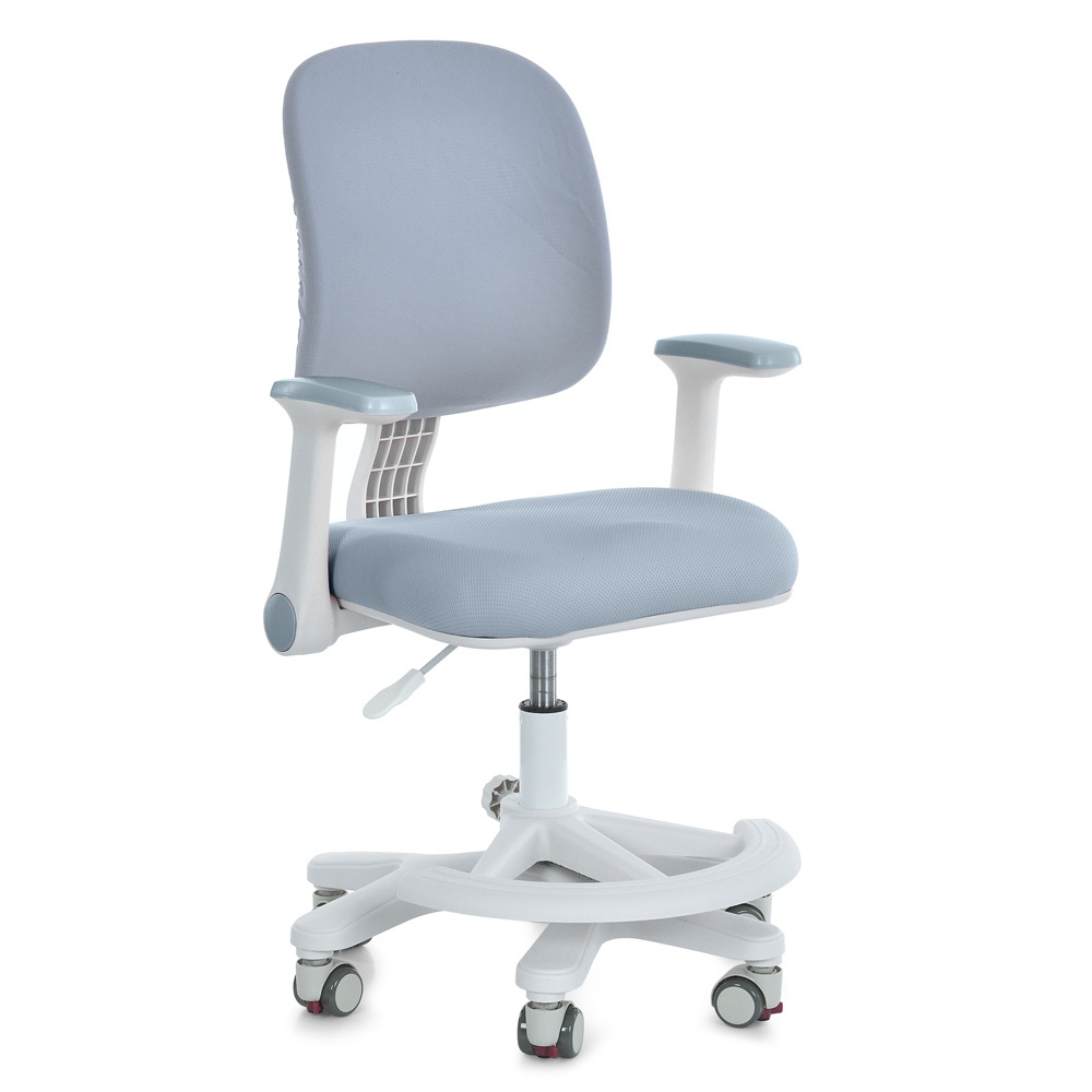 Дитяче крісло M 6174-11 з підлокітником і підніжкою,блокув.коліс,м'яке сидіння,спинка із сітки,сірий