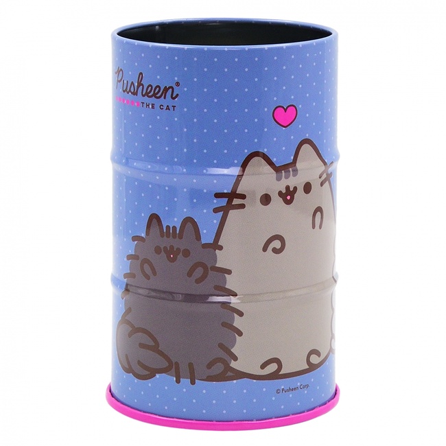 Стакан-підставка бочка Yes "Pusheen" метал, блакитний