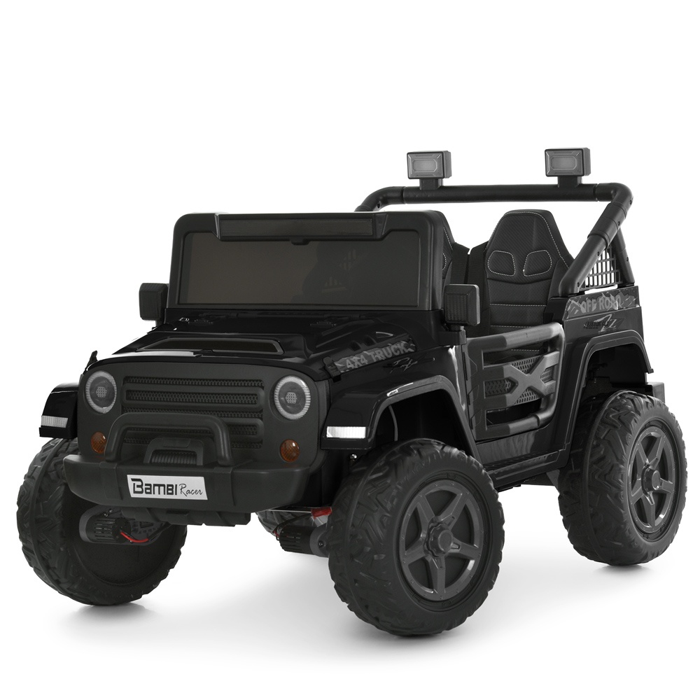 Джип M 6287EBLR-2(24V) 2,4G радіок, 1*24V7AH, 4*45W, EVA, BLUETOOTH, музика, світло, шкіра, чорний