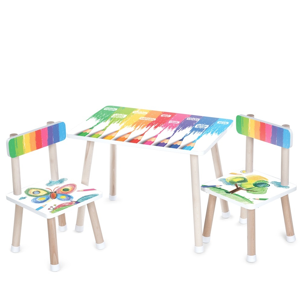 Столик M 501-28 2 стільчика, дерев'яний, кольори, олівці