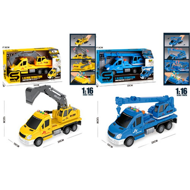 Будтехніка JS133-JS135A інерц., 1:16, муз., світло, бат., 2 види, кор., 33-17,5-13 см.