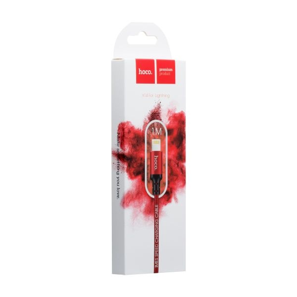 Кабель USB Hoco X14 Times Speed Лайтнін (Червоно-Чорний)