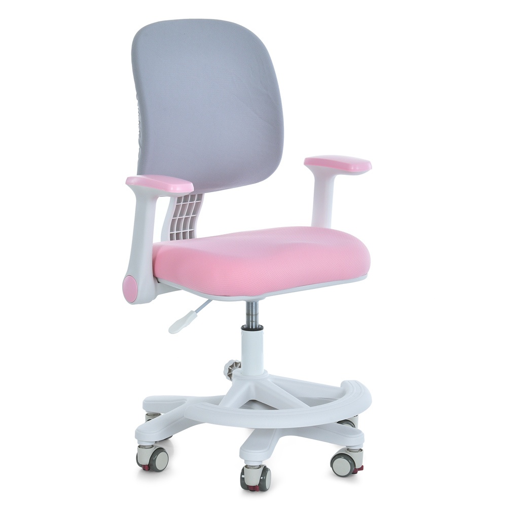 Дитяче крісло M 6174-8 з підлокітником і підніжкою,блокув. коліс,м'яке сидіння,спинка із сітки,рожев