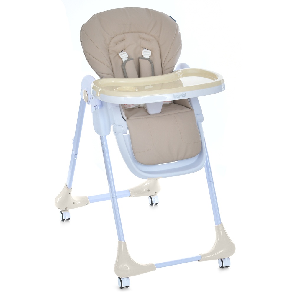Стільчик M 3233L Taupe Beige для годув., 3 полож.спинки та підніжки, 4 колеса,кошик,екошкіра,бежевий