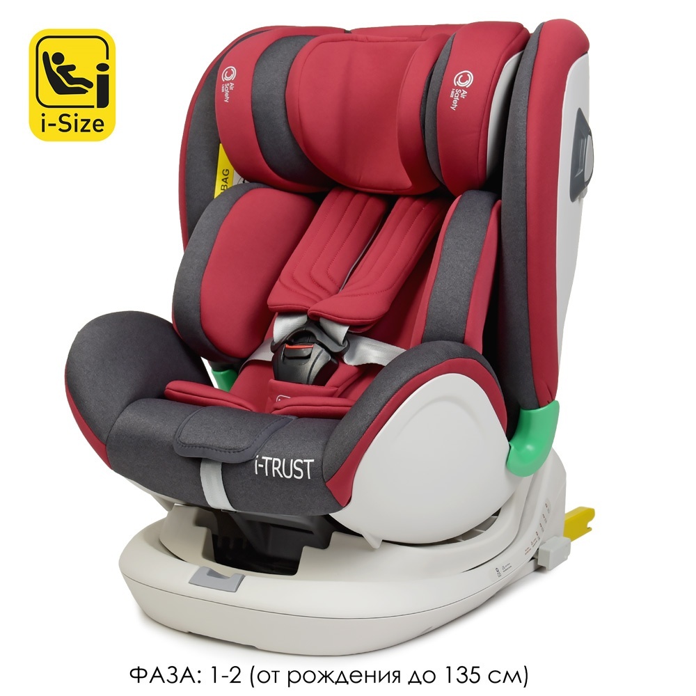 Автокрісло дитяче ME 1081 i-TRUST Red i-SIZE R129, фаза 1,2 (зріст дитини 40-135см.), 360, червоний.