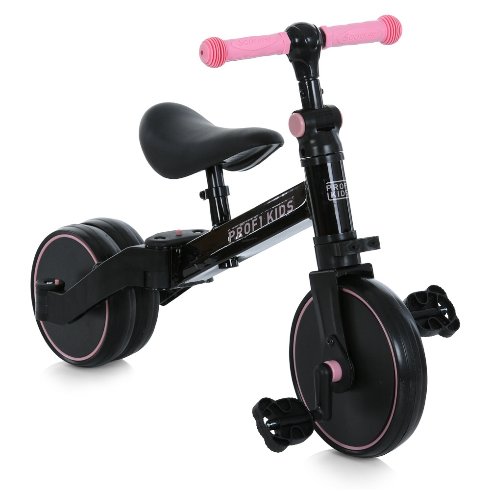Велосипед-біговел дитячий PROFI KIDS 10/8д. MBB 1008 pink 3в1,3 кол.,стал. рама,вилка,чорн-рожевий