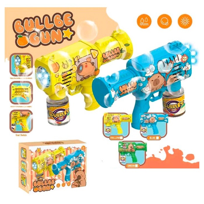 Мильні бульбашки 112Dпістолет/автомат20,5см,капібара,світ,запас7-5см,на бат-ці, в кор-ці,21-15,5-7см