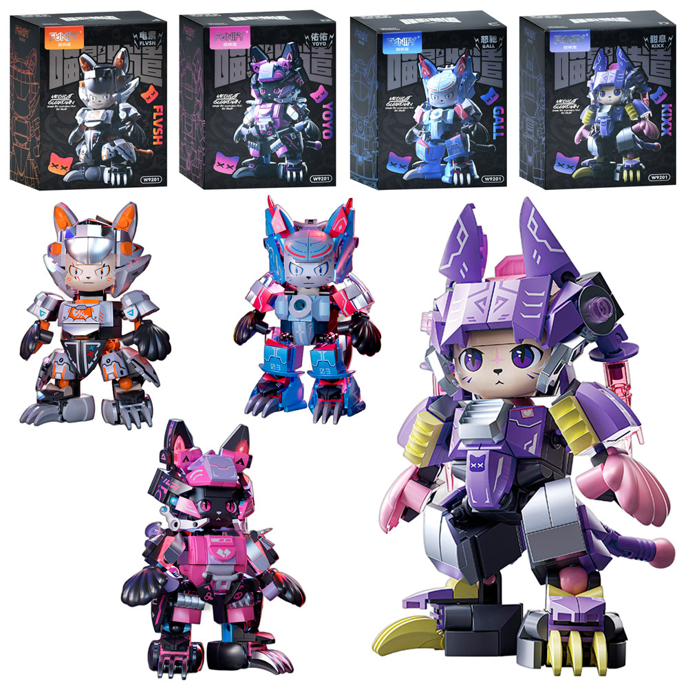 Конструктор W9201A-D робот-кіт, 4 види, кор., 15-18,5-8,5 см.