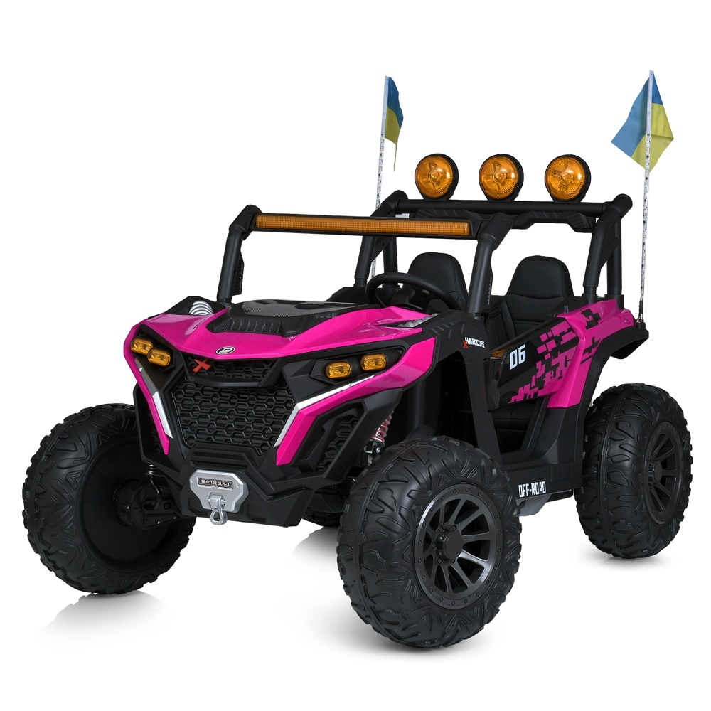 Джип M 6019EBLR-8 радіок.2,4G,2*12V12AH,4*45W,MP3,USB,TF,BLUETOOTH,EVA,APP,шкіра,муз.,світло,рожевий