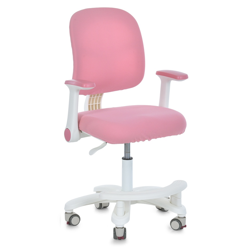 Дитяче крісло M 6250-8 з підлокітником і підніжкою,блокув. коліс,м'яке сидіння,спинка із сітки,рожев