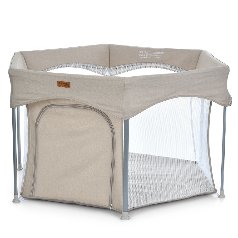 Манеж ME 1195 SWIFT 6 Beige шестикут., дитячий, відкидн. бортик, вхід-змійка, бежевий.