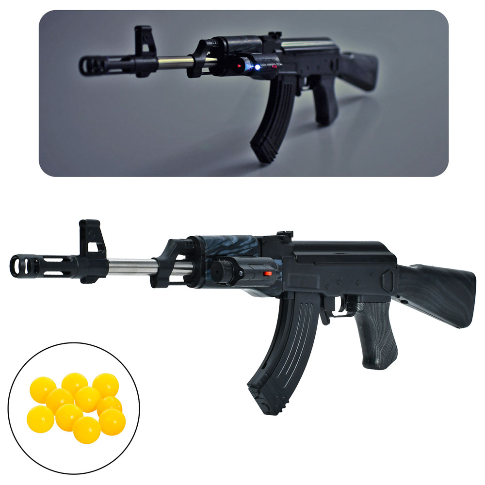 Автомат 0807-3 пластикові кулі, лазер, світло, бат. (табл.), кул., 20,5-53-5 см.