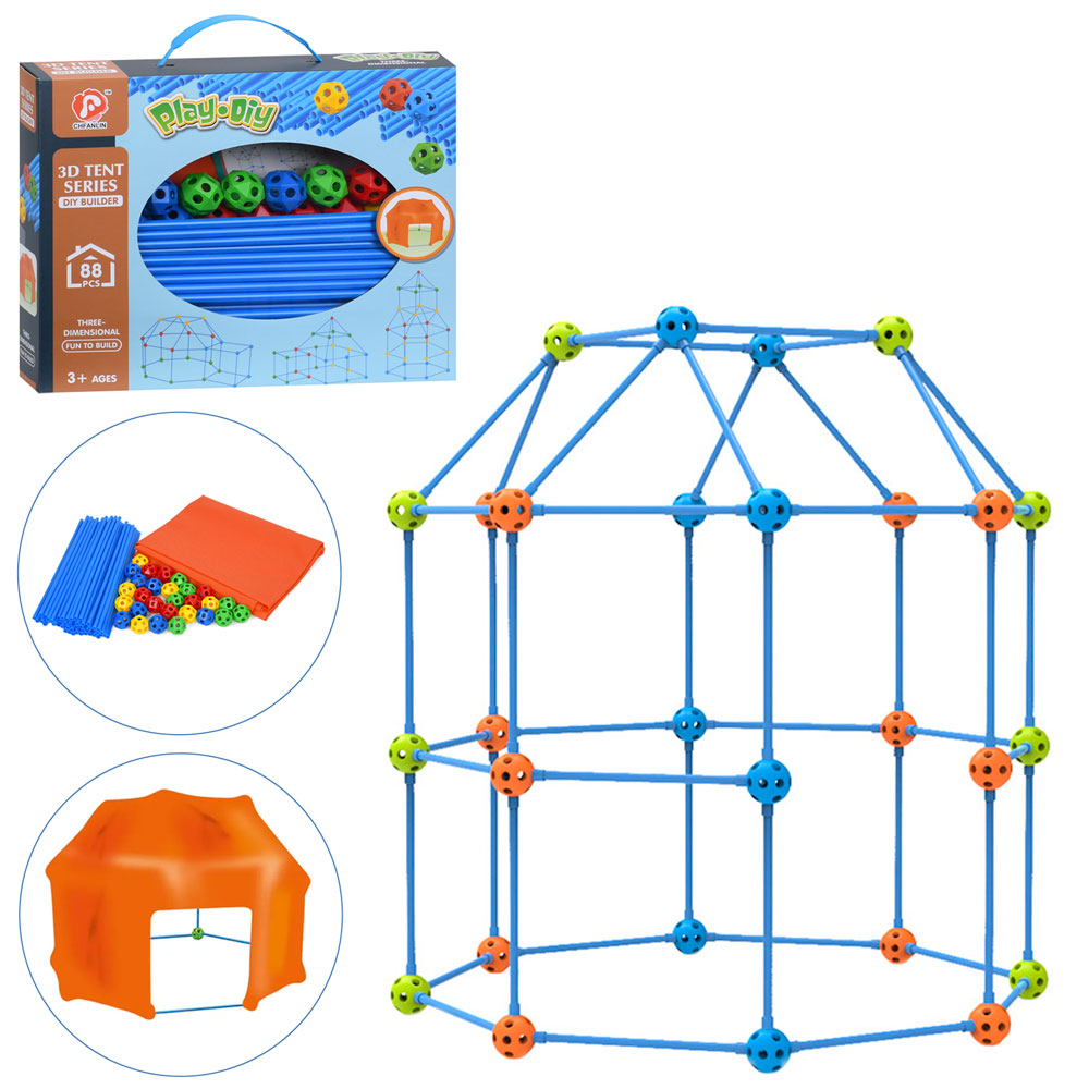 Конструктор 136-2 намет,каркас,тканина160-120см,трубки60ш(31см), з'єднувачі 28шт,88дет