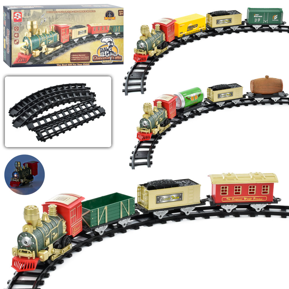 Залізниця 3117ABC 134-74 см., локомотив, 3 вагони, 3 види, муз., світло, бат., кор., 37-18,5-6,5 см.