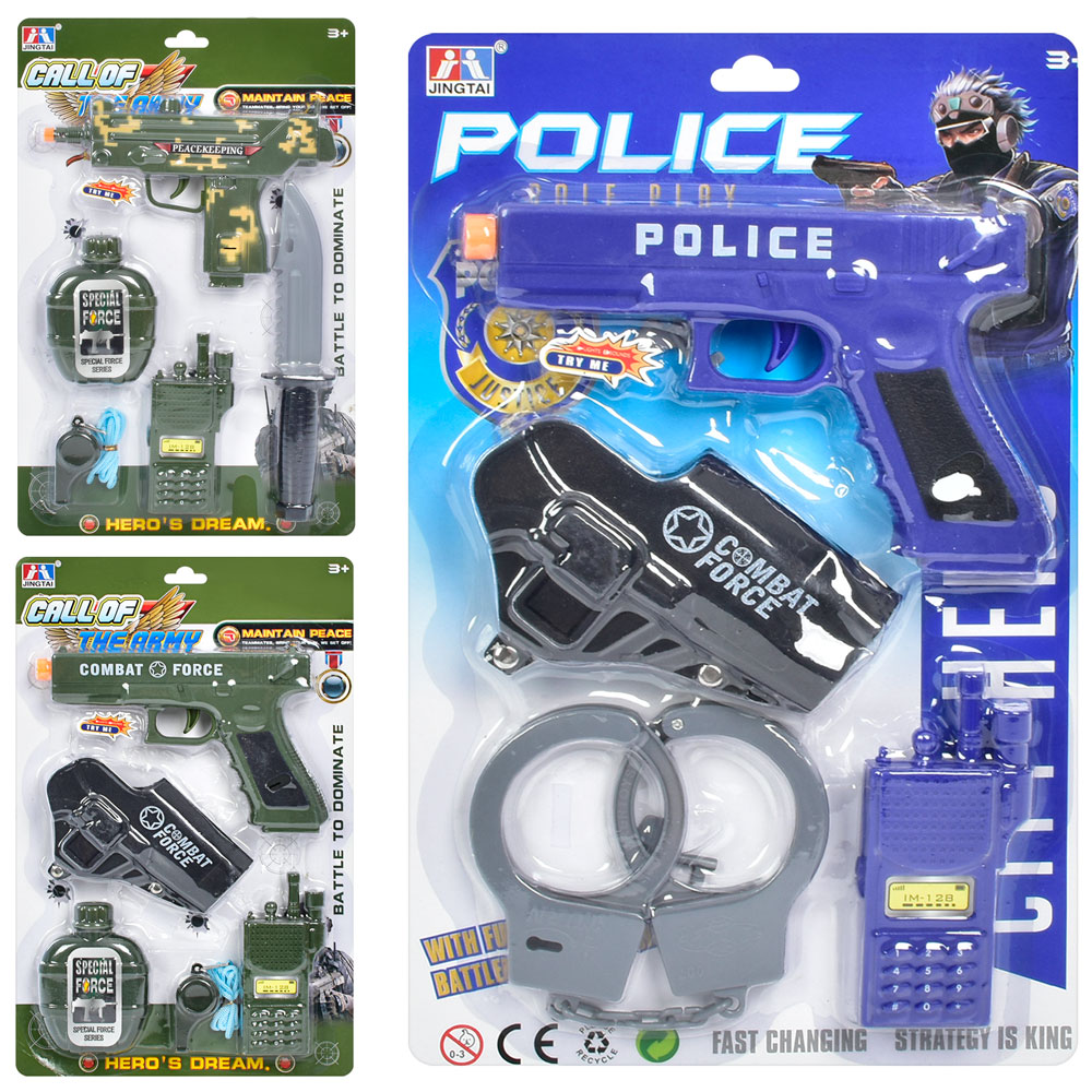 Набір зі зброєю M06-07-P07 рація, наручники, 3 види, муз., світло, лист, 35-22-3 см.