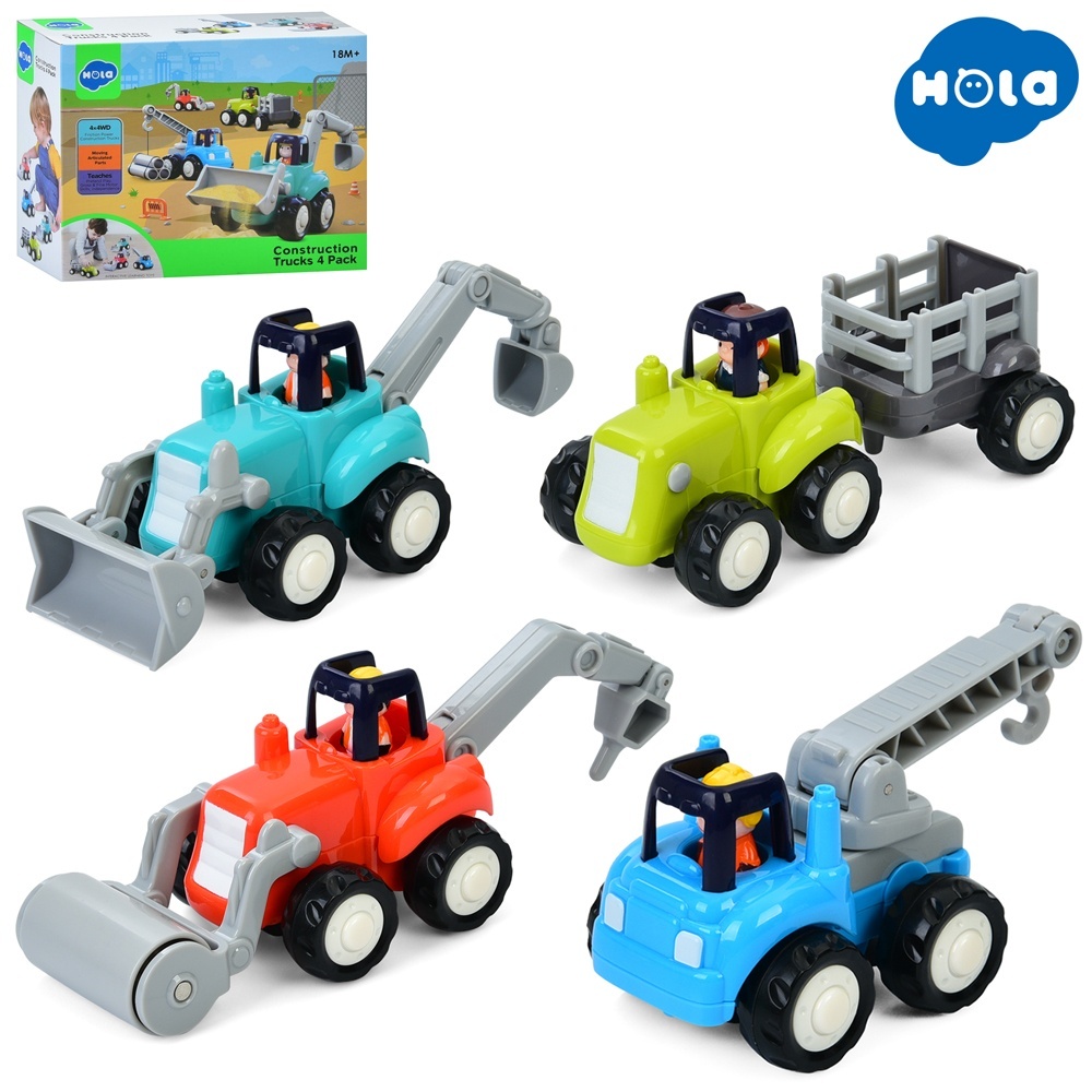 Машинка HA7906 інерц., набір 4шт., будтехніка, від 9 см., рухливі деталі, кор., 21-16,5-8,5 см.