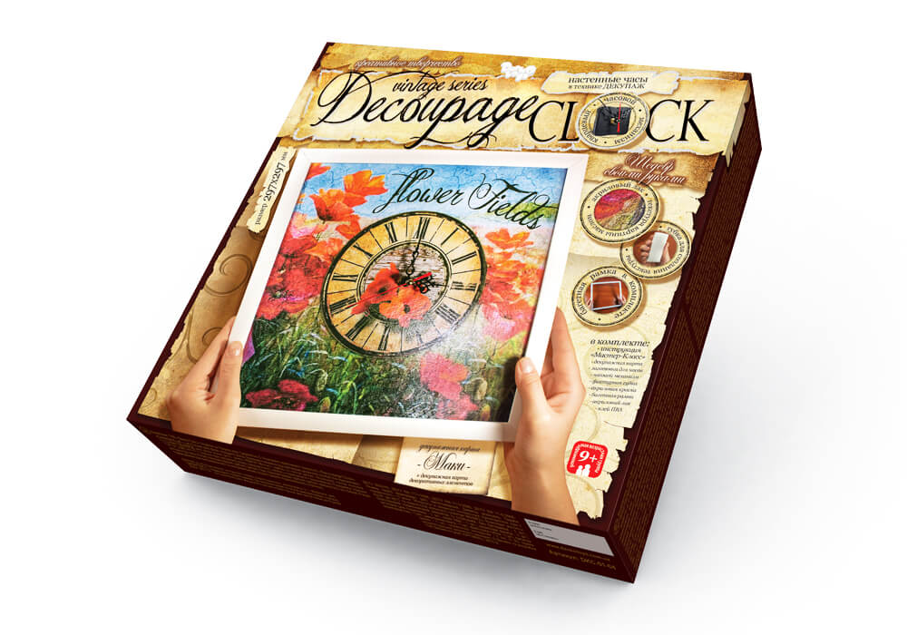 Комплект креативної творчості "Decoupage Clock" з рамкою (10), DKС-01-04