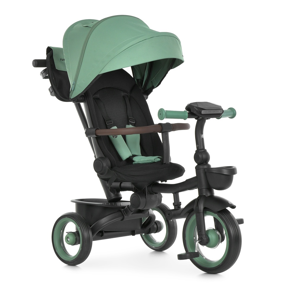 Велосипед MT 1038-1 Sea Green 3 колеса EVA, поворотн, складний, батьк. ручка, багажник,зелений