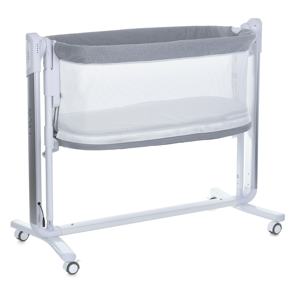 Ліжечко-манеж ME 1125-S NOA Graphite дитяче,APP,LED екран,4кол.,мартрац,гойдалка,ремені,сумка,сірий