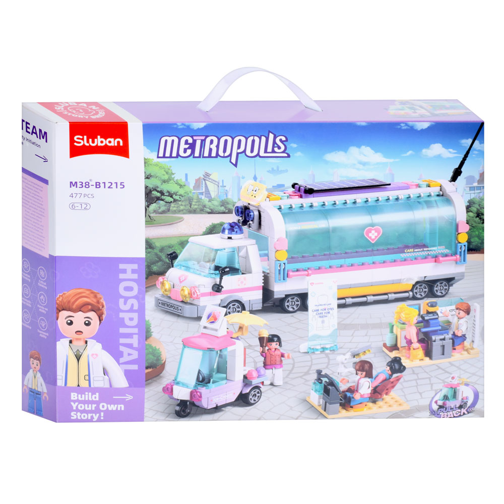 Конструктор SLUBAN M38-B1215 "Metropolis": Пересувний автомобіль для медсестер, 477дет.