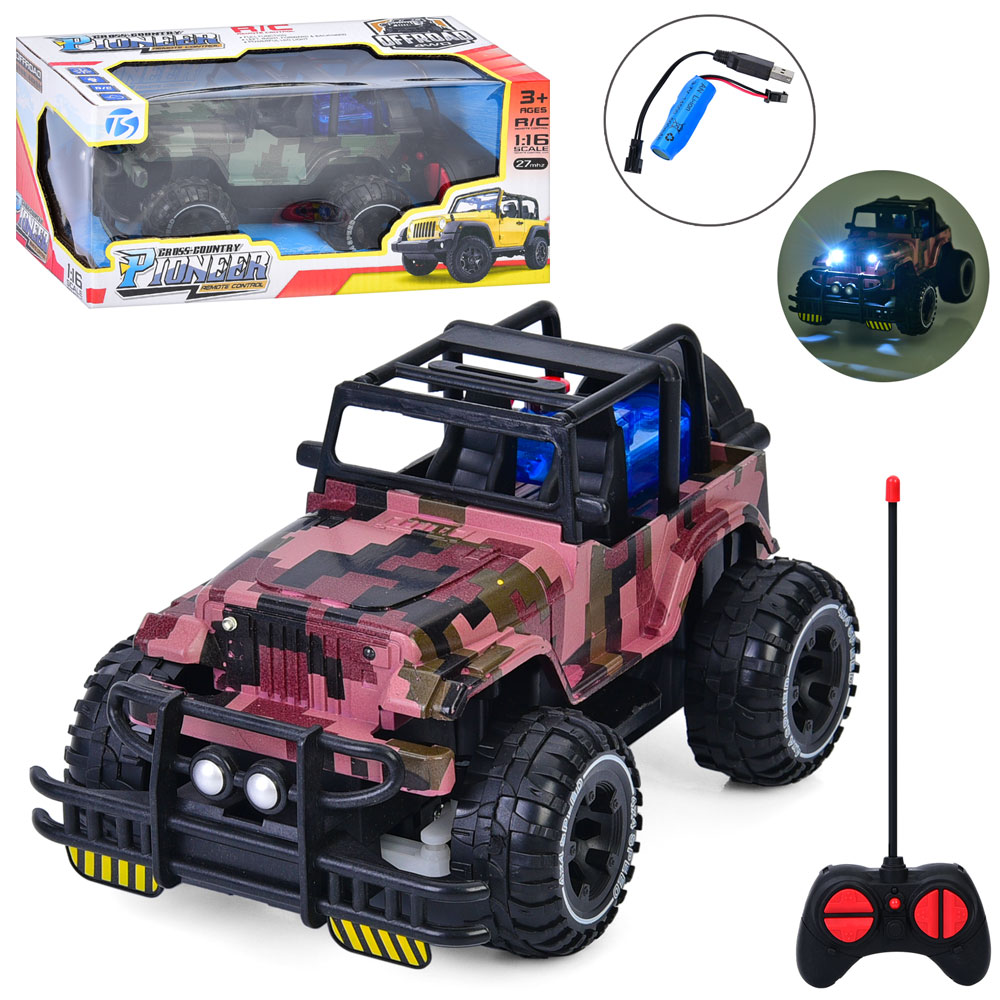 Джип 136-38B радіокер., акум., вйськовий, 1:16, пара/дим, USB, 2 кольори, світло,кор.,26-12,5-14,5см