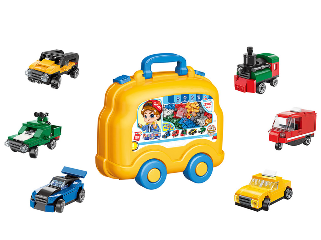 Конструктор Qman 2907 транспорт, 521дет., валіза на колесах, 33-28-12см.