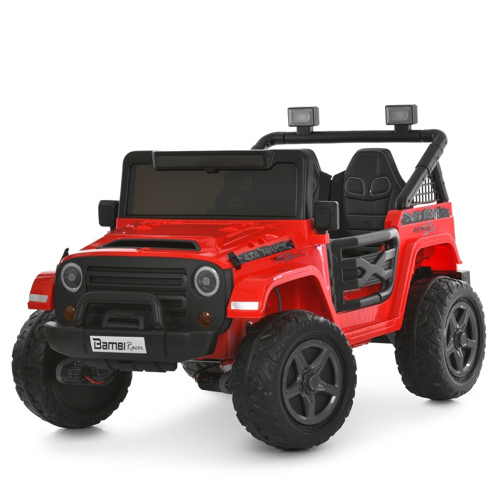 Джип M 6287EBLR-3(24V) 2,4G радіок, 1*24V7AH, 4*45W, EVA, BLUETOOTH, музика, світло, шкіра, червоний