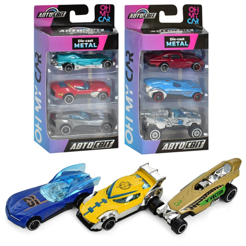 Набір машинок AS-2943 АвтоСвіт, мет., 3 шт., 3 види, кор., 16-10,5-3,5 см.