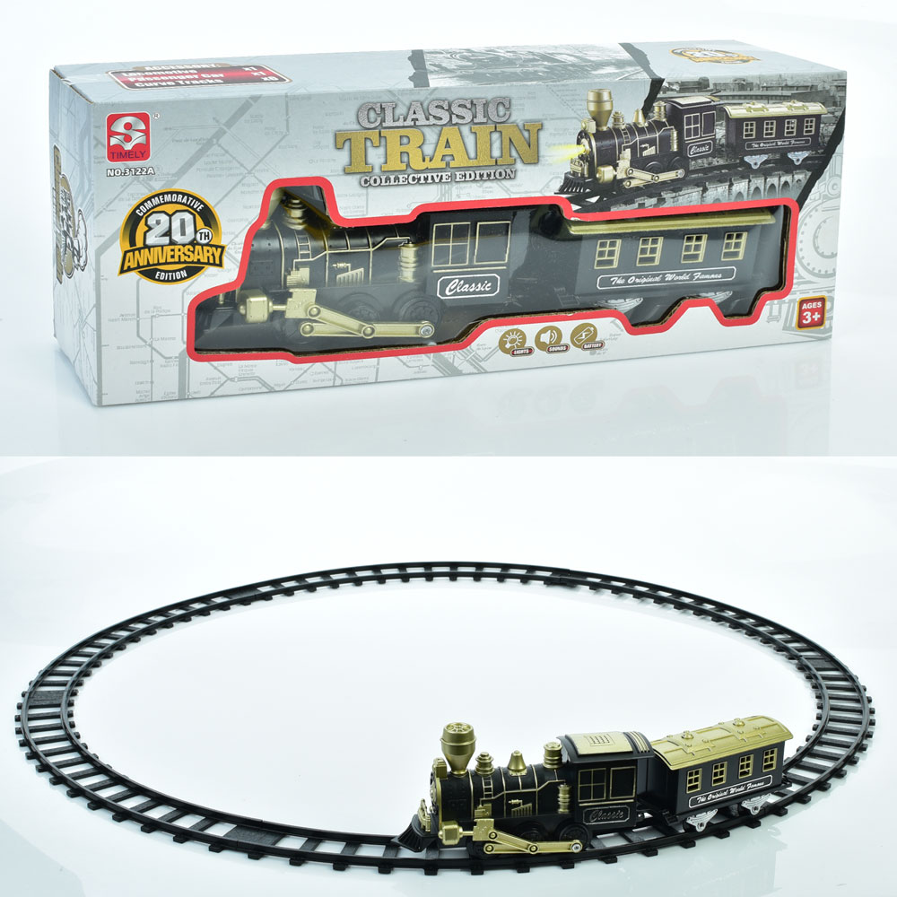 Залізниця 3122A локомотив, вагон, муз., світло, бат., кор., 37,5-14,5-7,5 см.