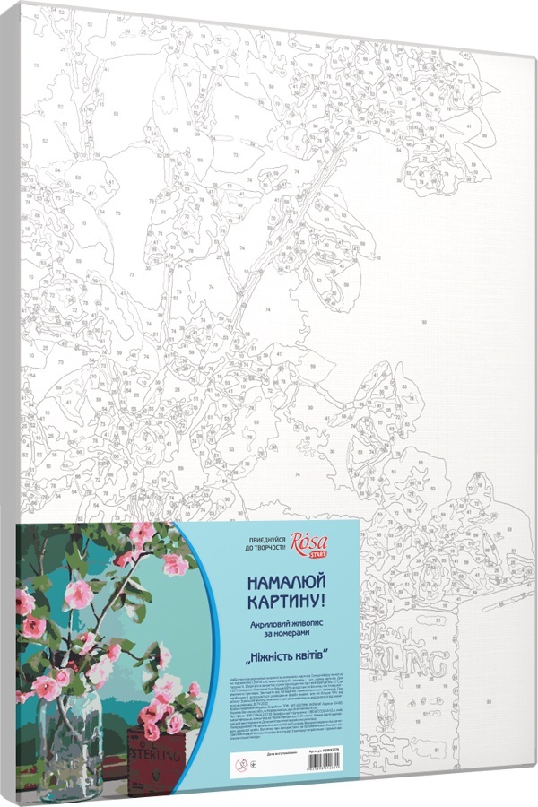 Набір-стандарт, техніка акриловий живопис за номерами, „Ніжність квітів“, ROSA START