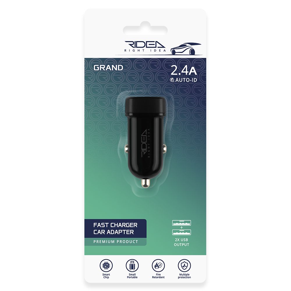 Автомобільний Зарядний Пристрій Ridea RCC-21012 Grand 2USB 2.4 A (Чорний)