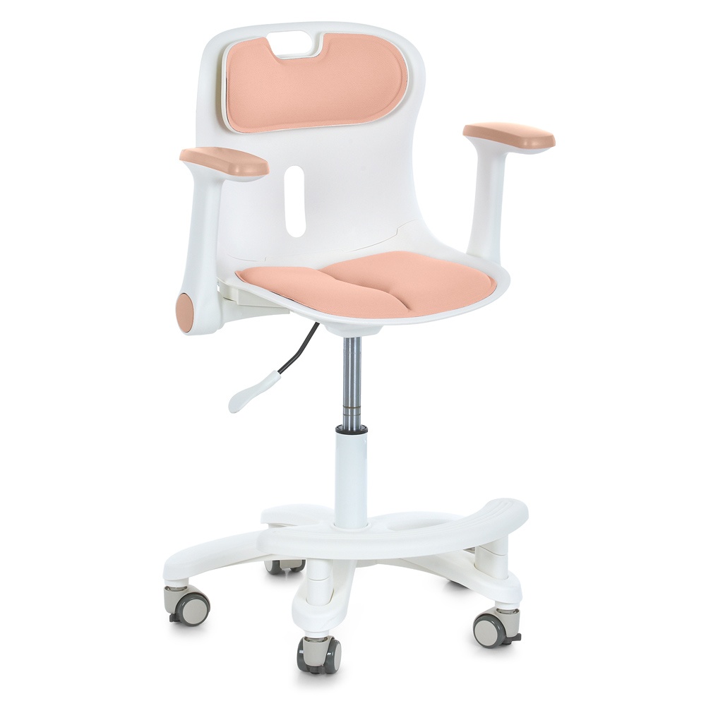 Дитяче крісло M 6151-13 з підлокітником і підніж.,блок.коліс,м'яке сид. і спинка,регул.висота,персик