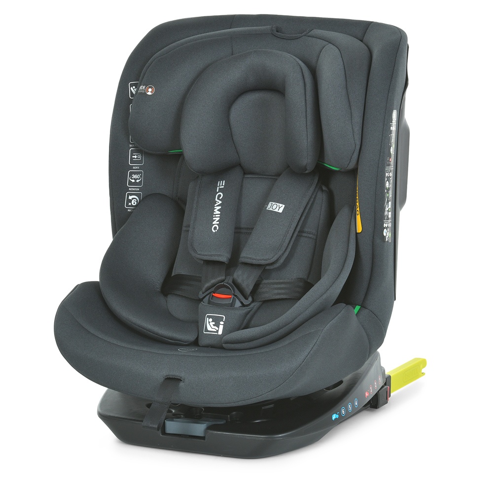 Автокрісло El Camino i-JOY ME 1205 Antracite (1шт) i-SIZE R129, зріст дит.40-150см (від народж.до 36кг або 12р.), Top Tether, isofix, 360⁰, темно-сір