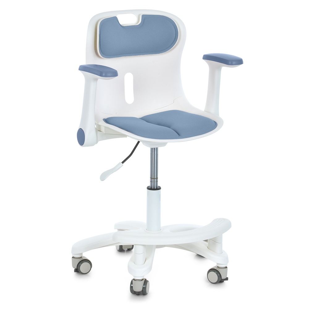 Дитяче крісло M 6151-4 з підлокітником і підніж.,блок.коліс,м'яке сид. і спинка,регул.висота,синій