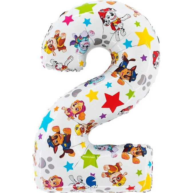 Фольгована цифра 2 Щенята 26" (маленька) P (в інд. уп.) Grabo.