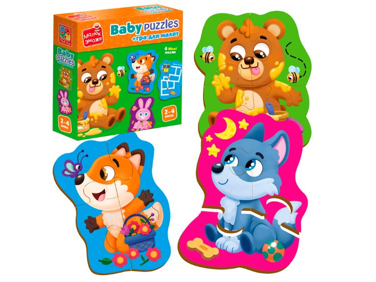 Гра розвиваюча Vladi Toys пазли картонні з грою. Лісові звірі. VT1722-26