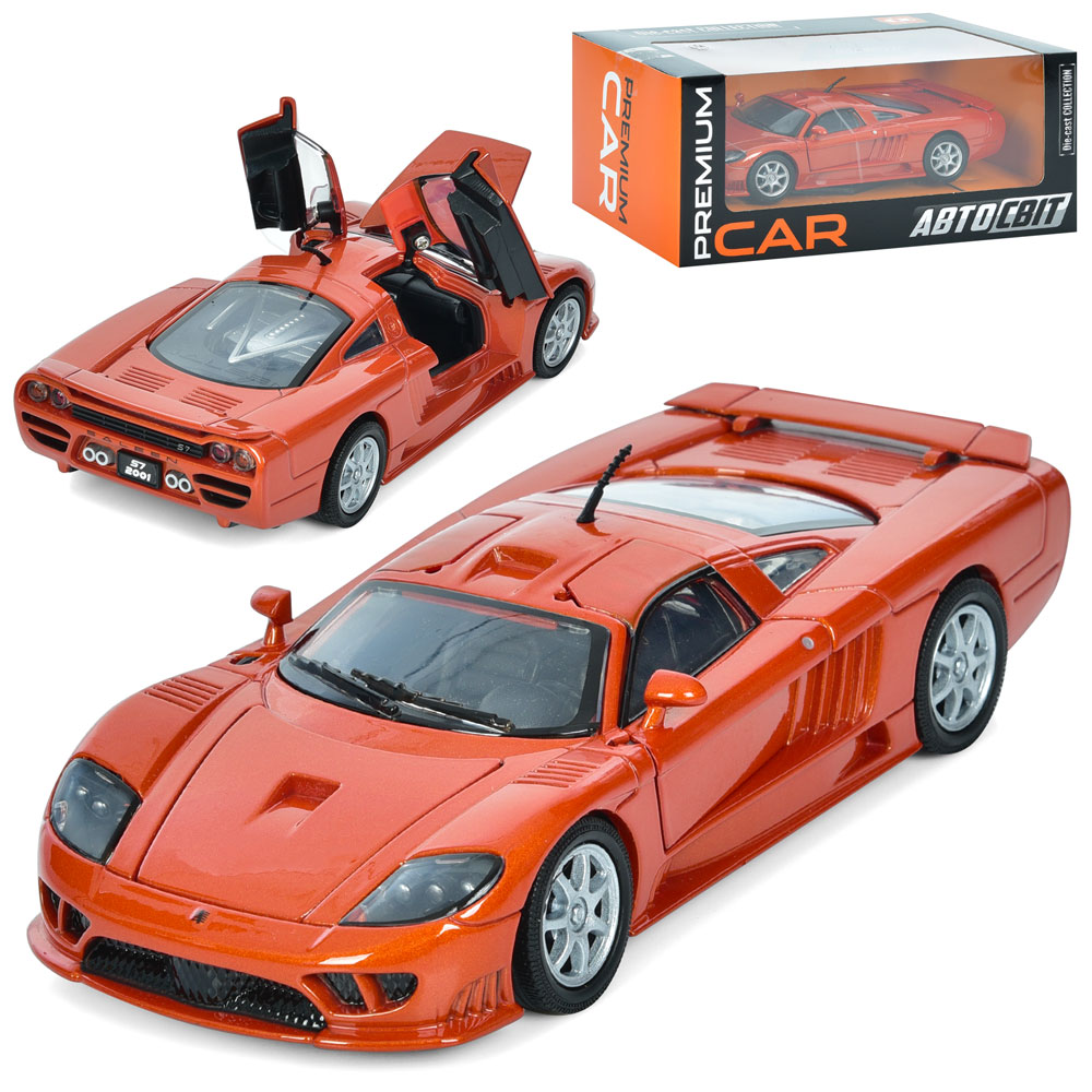 Машина AP-1930 АвтоСвіт, 1:24 Saleen S7, мет., відч. двері/капот, гум. колеса, кор., 24,5-10,5-11см.