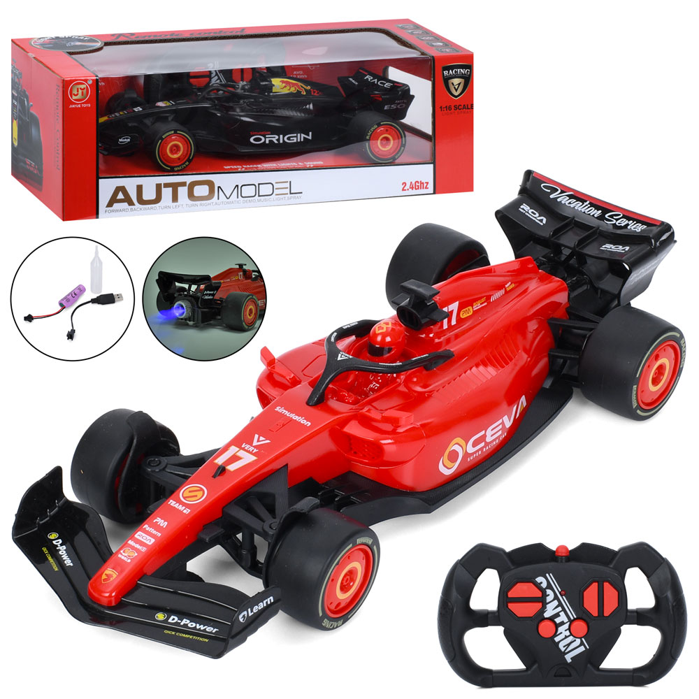 Машина FA23B радіокер.2,4G, акум, гоночна, 1:16, пара/дим, гум. колеса,USB,2кольори,муз.,світло,кор.