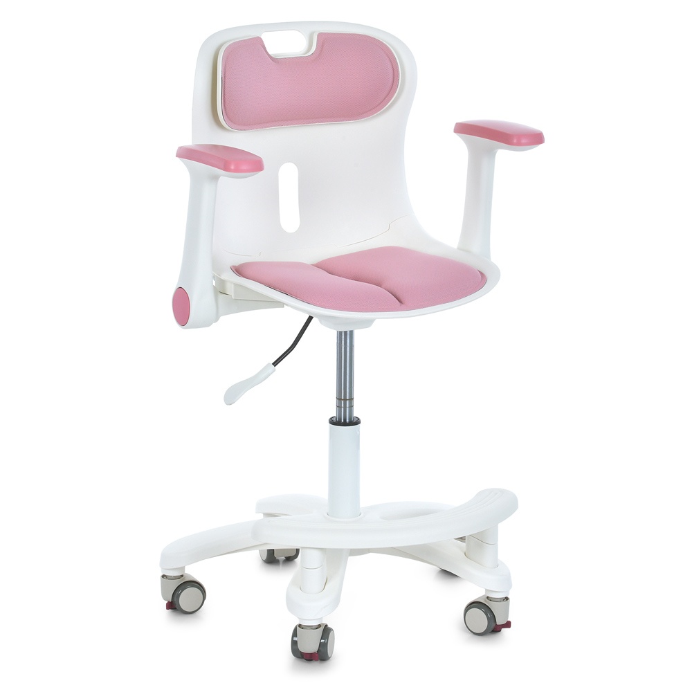 Дитяче крісло M 6151-8 з підлокітником і підніж.,блок.коліс,м'яке сид. і спинка,регул.висота,рожевий