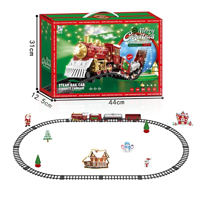Залізниця 35-2E Merry Cristmas,106-176см,локомотив,3 вагони,пара/дим,муз.,світло,бат.,кор.,44-31-13с